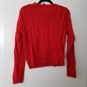 H&M red eyelet sweater, size small